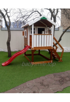 Деревянный домик для детей с горкой Spielplatz